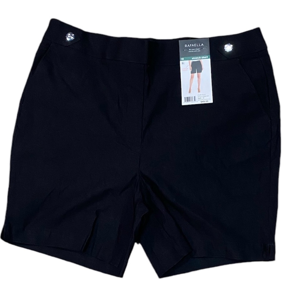 Rafaella Women’s Stretch Shorts Black Functional Pockets ~